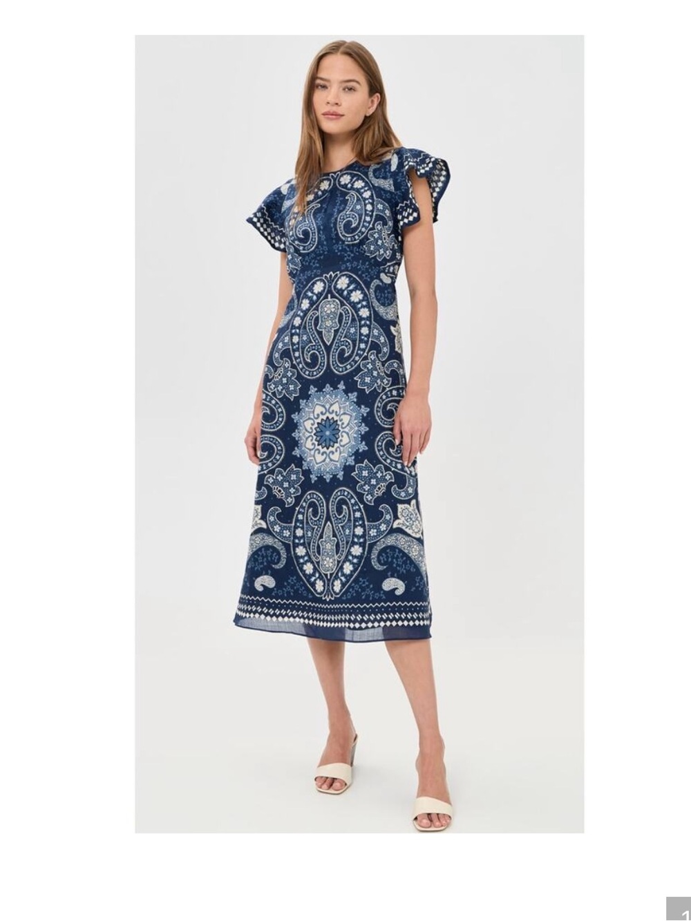 Sea Emelina Bandana Print Midi Dress Blue White Size 4